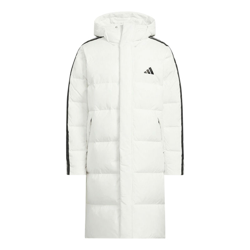 アディダス スリーストライプス レギュラーフィット ロング ダウンコート ベンチコート ホワイト サッカー フットサル スポーツウェア WF945-JZ8732...
