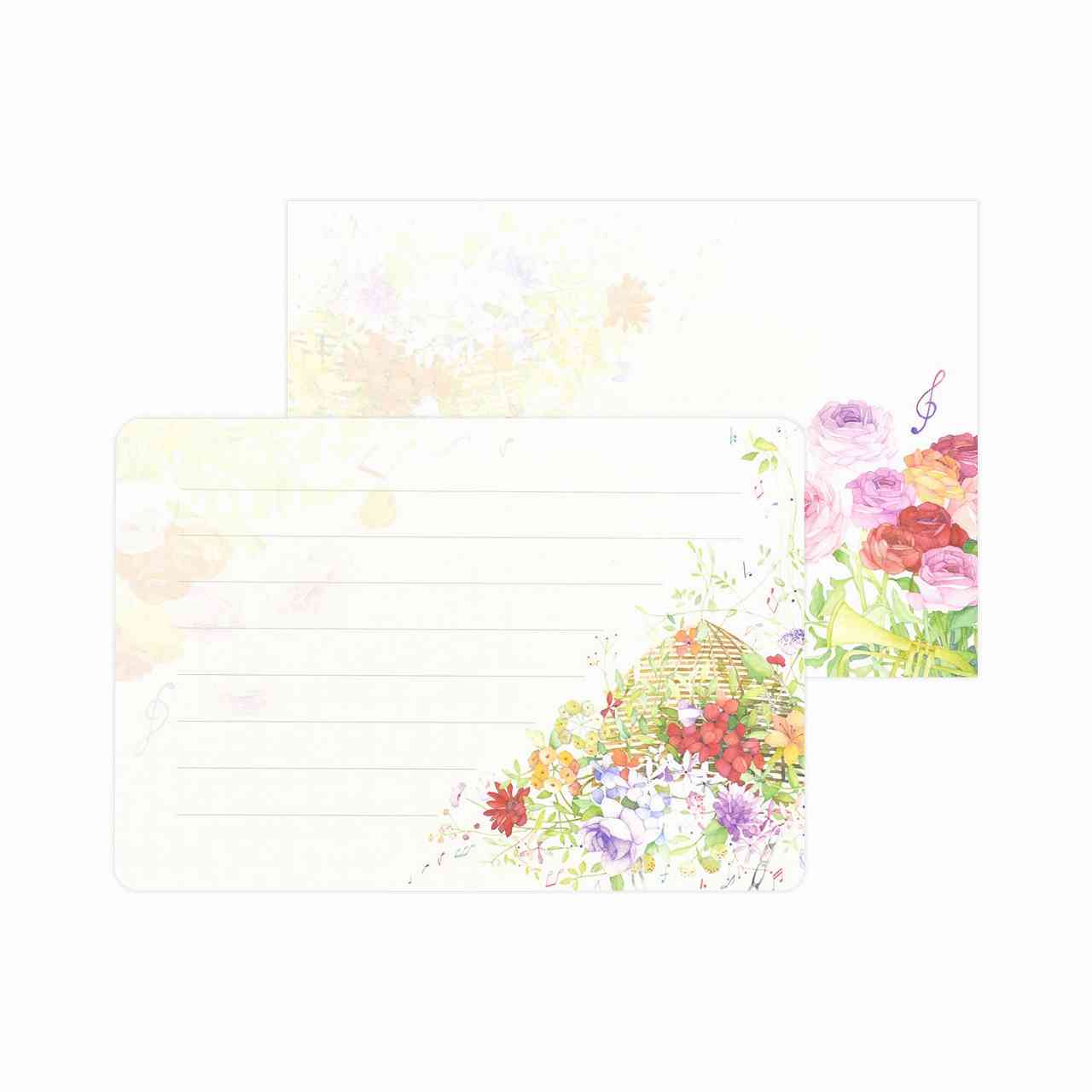 【12/1限定! ポイント2倍】音楽 ピアノ レターセット 便箋 手渡し 手紙セット ベージュ 便箋&封筒 フラワー 花柄 お花柄 バレエ発表会プレゼント プレ...