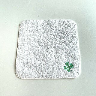 バレエ タオル 四つ葉のクローバー グリーン 白色 泉州タオル 刺繍タオル バレエ発表会 プレゼント 記念品
