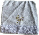 ト音記号刺繍 タオルハンカチ ホワイト ピアノ発表会プレゼント 音楽 プレゼント お祝い ヴァイオリン ヴァイオリン発表会プレゼント 刺繍タオル