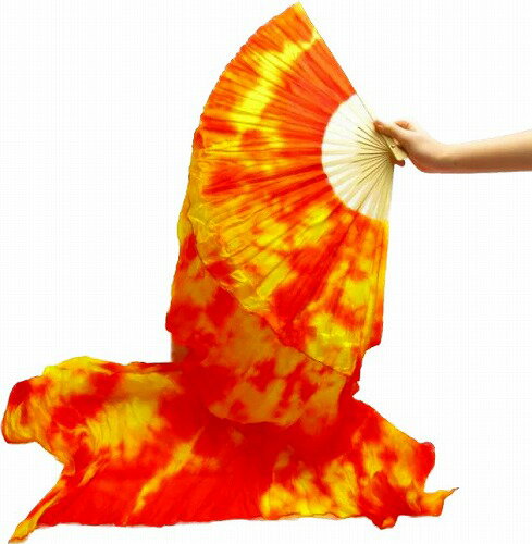 ファンベール ベリーダンス ベール 1本 黄色×オレンジ ダンス 扇子 よさこい 扇子 団扇 衣装  ...