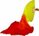 ファンベール ベリーダンス ベール 1本 黄色×赤 ダンス 扇子 よさこい 扇子 団扇 衣装 舞台 小道具 シルク グラデーション