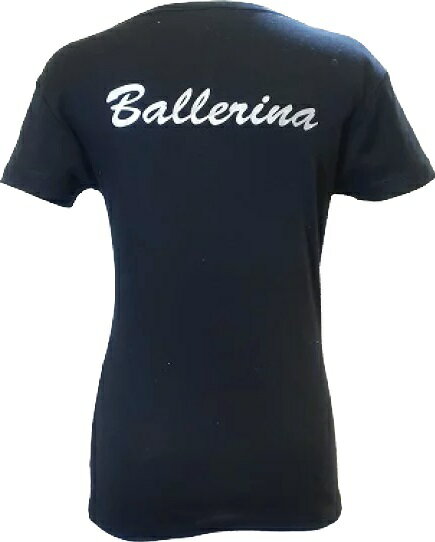 バレエ tシャツ バレエ トップス Tシャツ バックプリント 黒 Ballerina 背面 バレエ トップス ウォームアップウエア バレエ用品