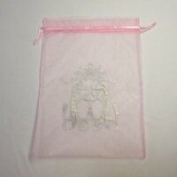 トーシューズ袋,巾着袋,オーガンジー,ピンク001,バレエ発表会プレゼント,バレエ小物,バレエグッズ