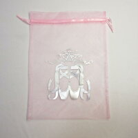 トーシューズ袋,巾着袋,オーガンジー,ピンク001,バレエ発表会プレゼント,バレエ小物,バレエグッズ