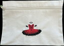 バレエ ポーチ メイクポーチ 刺繍 バレリーナ 発表会 プレゼント 記念品 お祝いホワイト 12オンス・厚生地フラットコットンポーチ キトリ レッド 赤 バレエ...