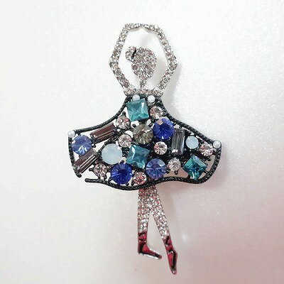 バレエブローチ 016 ブルーバレリーナ,バレエ発表会プレゼント