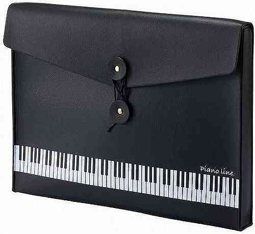 【12/1限定! ポイント2倍】Piano line レザー調楽譜ケース A4 鍵盤 ブラック おすすめ かわいい 楽譜整理 おしゃれ ブラック ピアノ発表会 ...