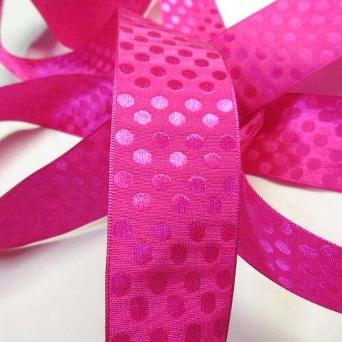 ラッピングリボン,ピンク水玉024,ギフト用,ワイヤーリボン 約幅40mm×長さ1m切売