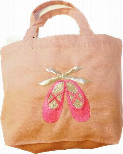 【11/20〜27日1:59ポイント2倍】バレエ バッグ キッズ 子供 刺繍 トーシューズ ピンク色 ミニトートバッグ バレエ ミニトート ランチバッグ マチ付...