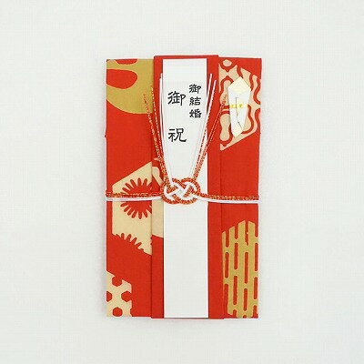 注染はんかち祝儀袋 寿文様〔あわじ結び〕 赤,お祝い,発表会プレゼント,お見舞い