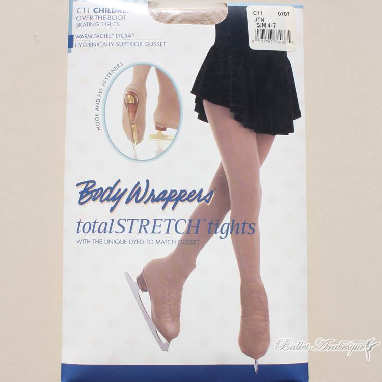 【Body Wrappers ボディラッパーズ】C11　子供用スケーティングタイツ　ジャジータン色（ジャズ風うすい茶色）フィギュアスケート　カバーブーツタイツ