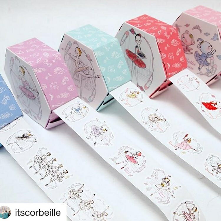 Rakuten - ＼Line お友達300円OFFクーポン／ボックスロール スティッカー シール かわぐちいつこ【 itscorbeille 】 イツコルベイユ バレリーナ バレエ 発表会 プレゼント バレエ 雑貨 鏡