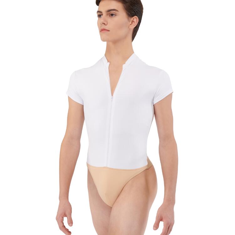 *訳あり アウトレット 【 Wear Moi ウェアモア 】 大人 バレエ用品 シンプル CONDOR コンドール ハイネック ボディスーツ ダンスベルト付き ホワイト色 白 M サイズ【 バレエ ショップ アラベスク 】