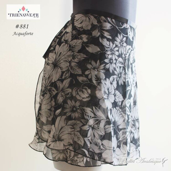 【Trienawear トゥリーナウェア】TR200-881 Acquaforte フローラルシフォンラップスカート　【バレエスカート】　【バレエアラベスク】