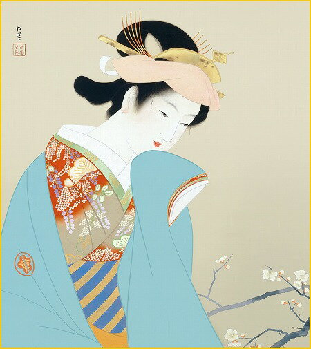 色紙掛け用 色紙 4枚セット 「 上村松園 名画選 」 飾る モダン おしゃれ 床の間 和 リビング ＜ 送料無料 ＞ インテリア アート 日本画 複製画 美人画 複製画 お祝い 引越 ギフト 事務所 店舗 移転 開店祝い 外国人向け土産 242mm×273mm 上村松園 色紙セット