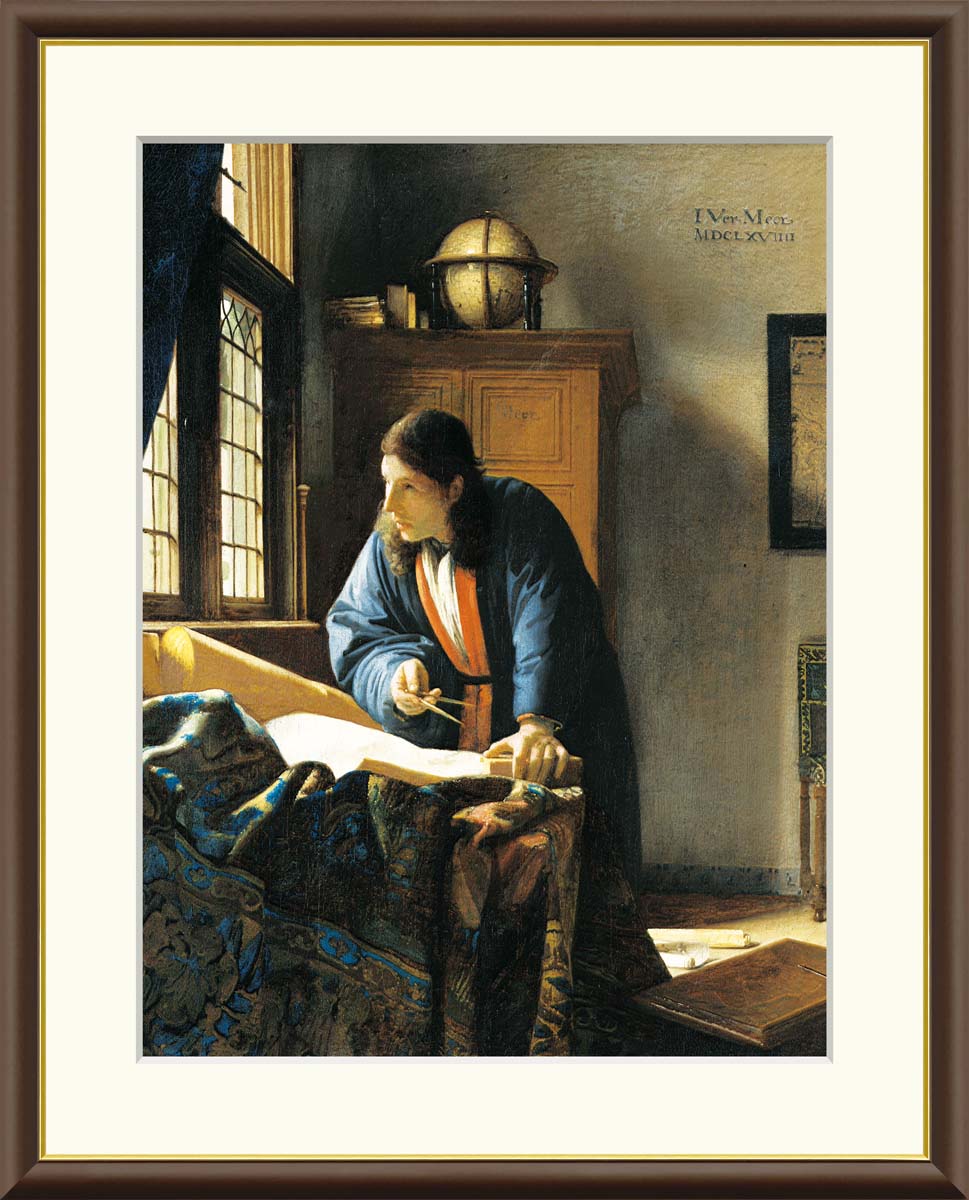 有名 画家 フェルメール 「 地理学者 」 j1-009 F8:61cm×49.5cm F6:52cm×42cm F4:42cm×34cm 送料無料 ..