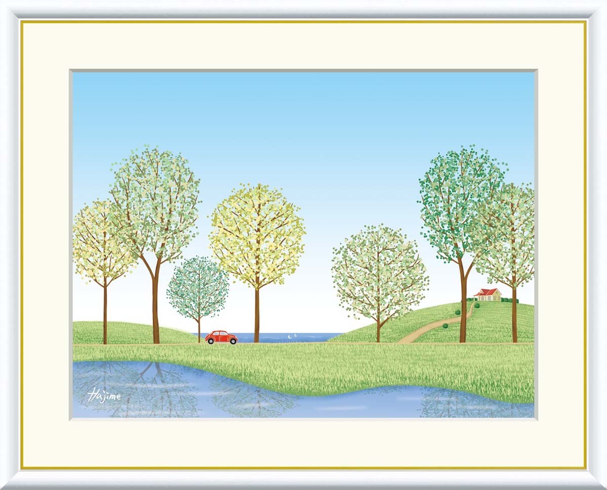 絵画 額入りアート 喜多一 並木道 J3-H001 F4 42cm×34cm F6 52cm×42cm F8 61cm×49.5cm 送料無料 アート..