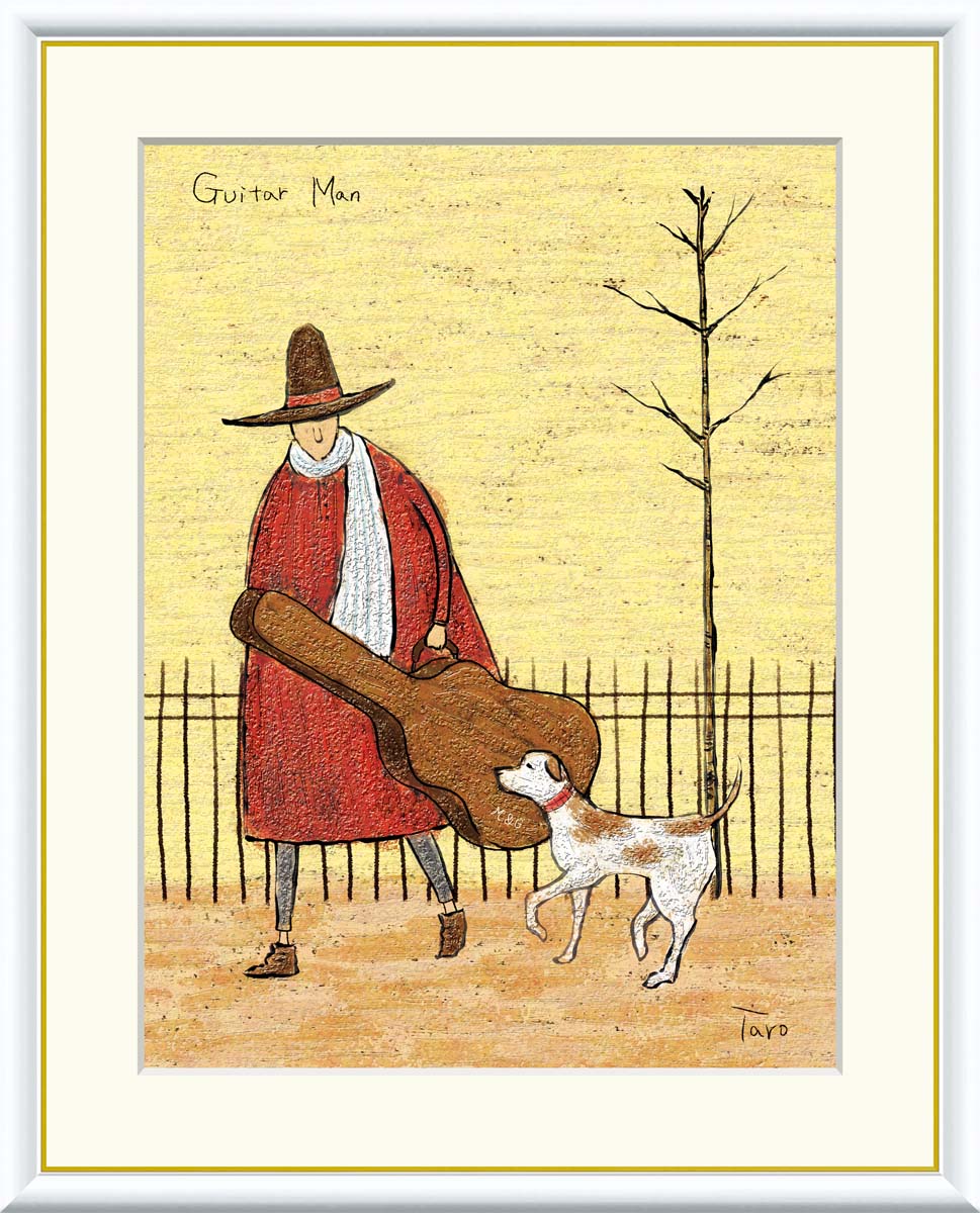 絵画 額入りアート 橋北太郎 「ギターマン」 j3-k002 F8:61cm×49.5cm F6:52cm×42cm F4:42cm×34cm 送料無料 アート アートパネル モダン 音楽 ミュージック JAZZ