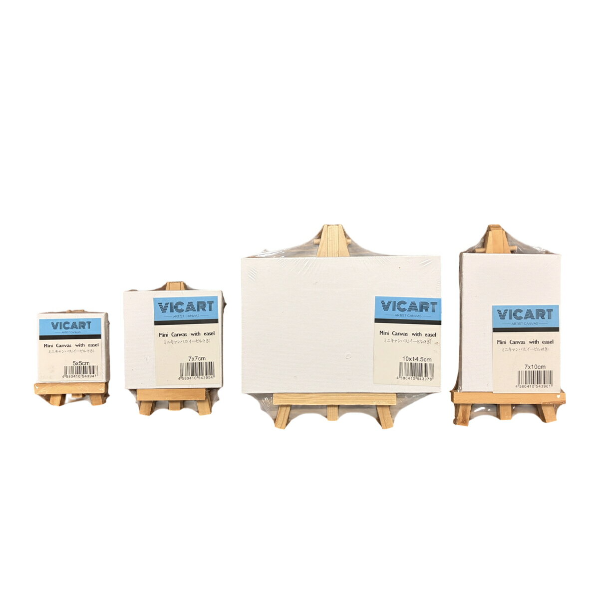 ミニミニキャンバスイーゼル付き 4枚セット 送料 ＜在庫処分＞ 送料無料 VIC ART 5×5cm 7×7cm 10×14.5cm 7×10cm ミニキャンバス かわいい ヴィックアート ビックアート ビッグアート