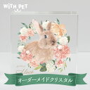 WiTH PET うさぎ 位牌 ウサギ クリスタル ペット 送料無料 クリスタル ガラス 手描き風 おしゃれ ペット うちの子 写真 ペットメモリアル ネザーラ...