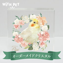 鳥 位牌 クリスタル ペット インコ オウム シロハラインコ オカメインコ 文鳥 送料無料 クリスタル ガラス 手描き風 おしゃれ オシャレ ペット うちの子 写真 ペットメモリアル ペット 位牌　WITH PET ウィズペット