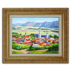 絵画 油絵 額入り油彩 F6サイズ 手描き 羽沢清水 油彩 オーストリア クレムス ヨーロッパ 町 幅560mm×高さ470mm