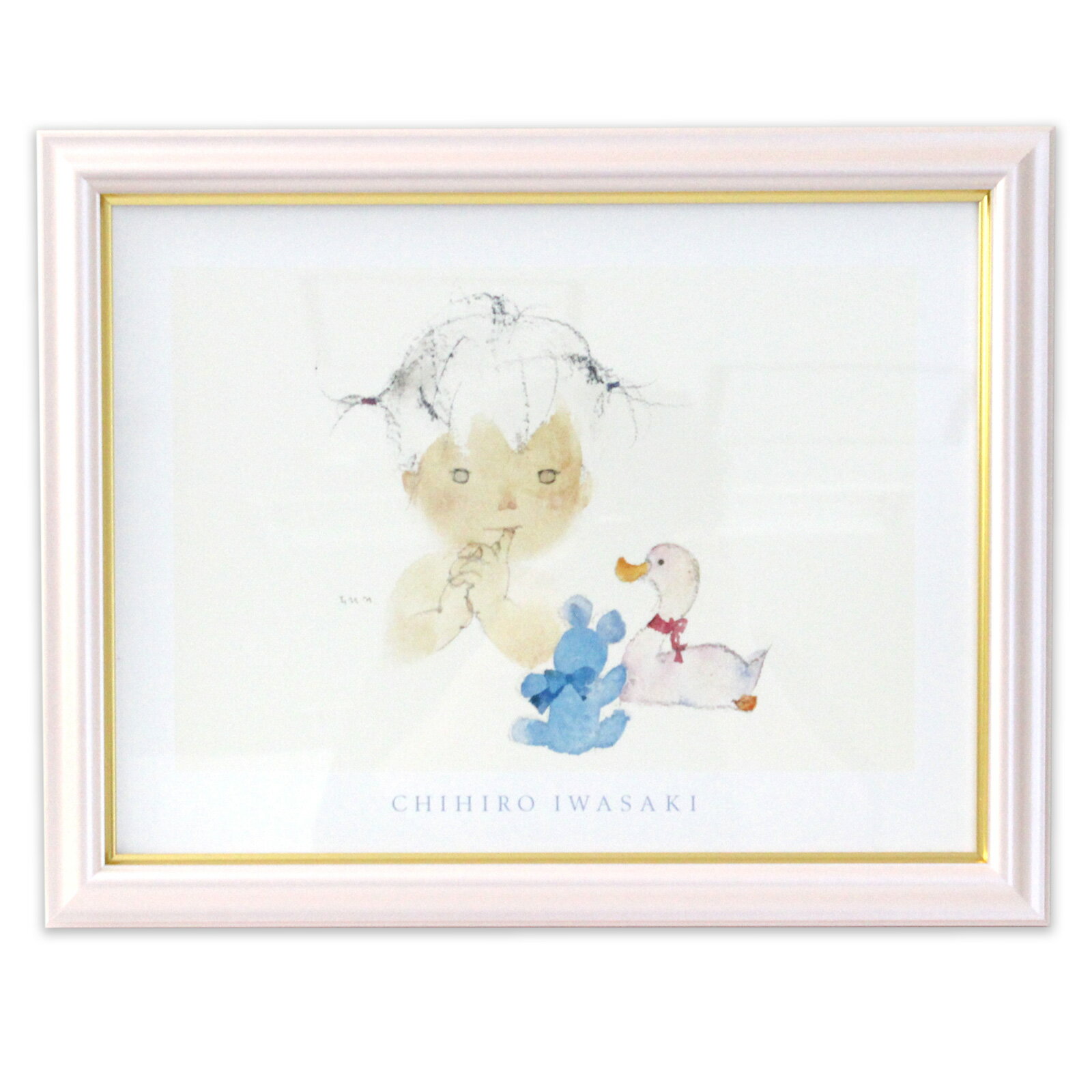 額入りポスター いわさきちひろ ＜CP いわさきちひろ額入りポスター CI2 アヒルとクマとあかちゃん ＞ 送料無料 アートポスター ヴィンテージ ポスター ビンテージ 岩崎ちひろ 子供部屋