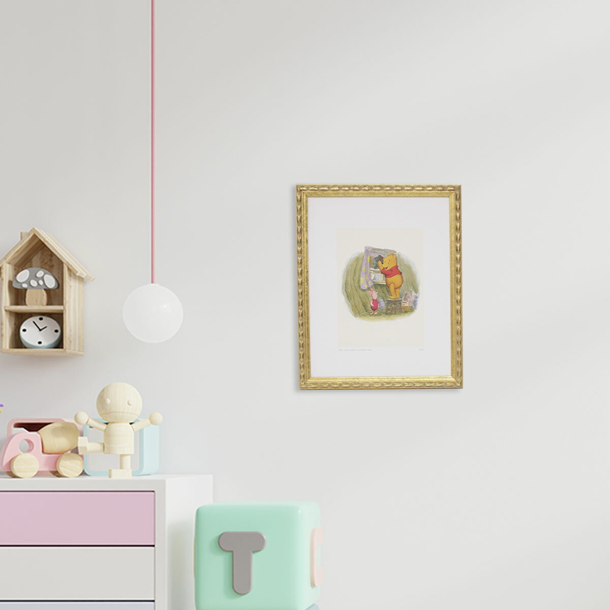 額入りポスター アンティーク ディズニー プーさん ピグレット ＜CP DS50 ディズニー ミッキー ＜ Time to Put Away The Honey Pods ＞ 幅312mm×高さ390mm インテリア 額入り おしゃれ 2