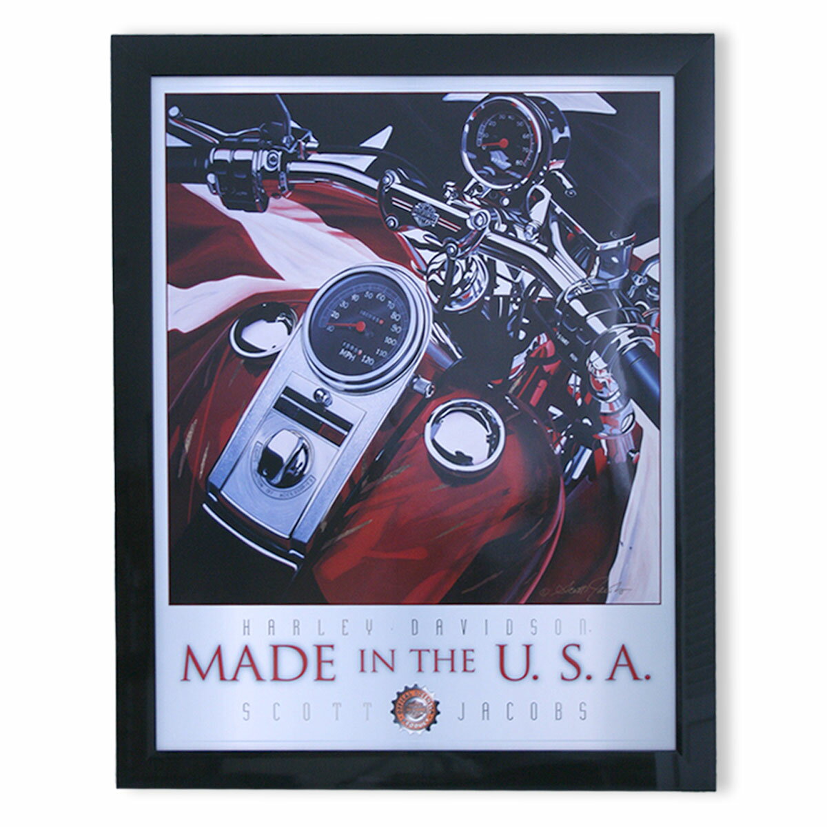 サイズ額外寸：幅690×高さ845mmハーレーダビッドソンの MADE IN THE U.S.A.アメリカサイズ33インチの大きめサイズのため壁に描ければ圧倒的な存在感ですブラックのフレームが恰好良さを引き立てますアートポスターを輸入し、日本にて額装しております 関連商品はこちらCP SJ1 スコットジェイコブズ ハーレー...34,920円CP SJ4 スコットジェイコブズ REFLECTIO...35,745円CP SJ3 スコットジェイコブズ INDIAN RO...34,920円CP SJ2 スコットジェイコブズ ROAD KING34,920円CP MK1 マークキング AUGUSTA #1113,695円CP MK2 マークキング 沿岸のゴルフ場13,695円アートポスター 額入りポスター ＜CP 笹...6,600円アートポスター 額入りポスター ＜CP 笹...7,350円アートポスター 額入りポスター ＜CP 笹...6,600円アートポスター 額入りポスター ＜CP 笹...10,147円