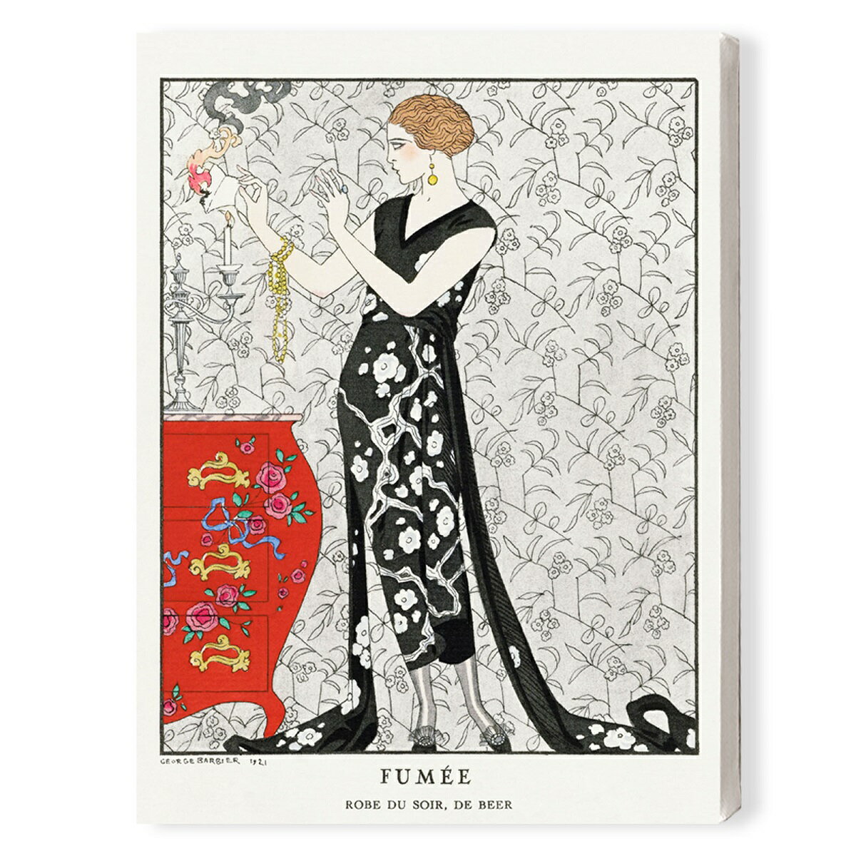 20％OFF＼当店全品P5倍／Fum?e: Robe du soir de Beer 1921 fashion illustration in high resolution by George キャンバスアート F4 ファブリックパネル レトロ アンティークデザイン 絵画