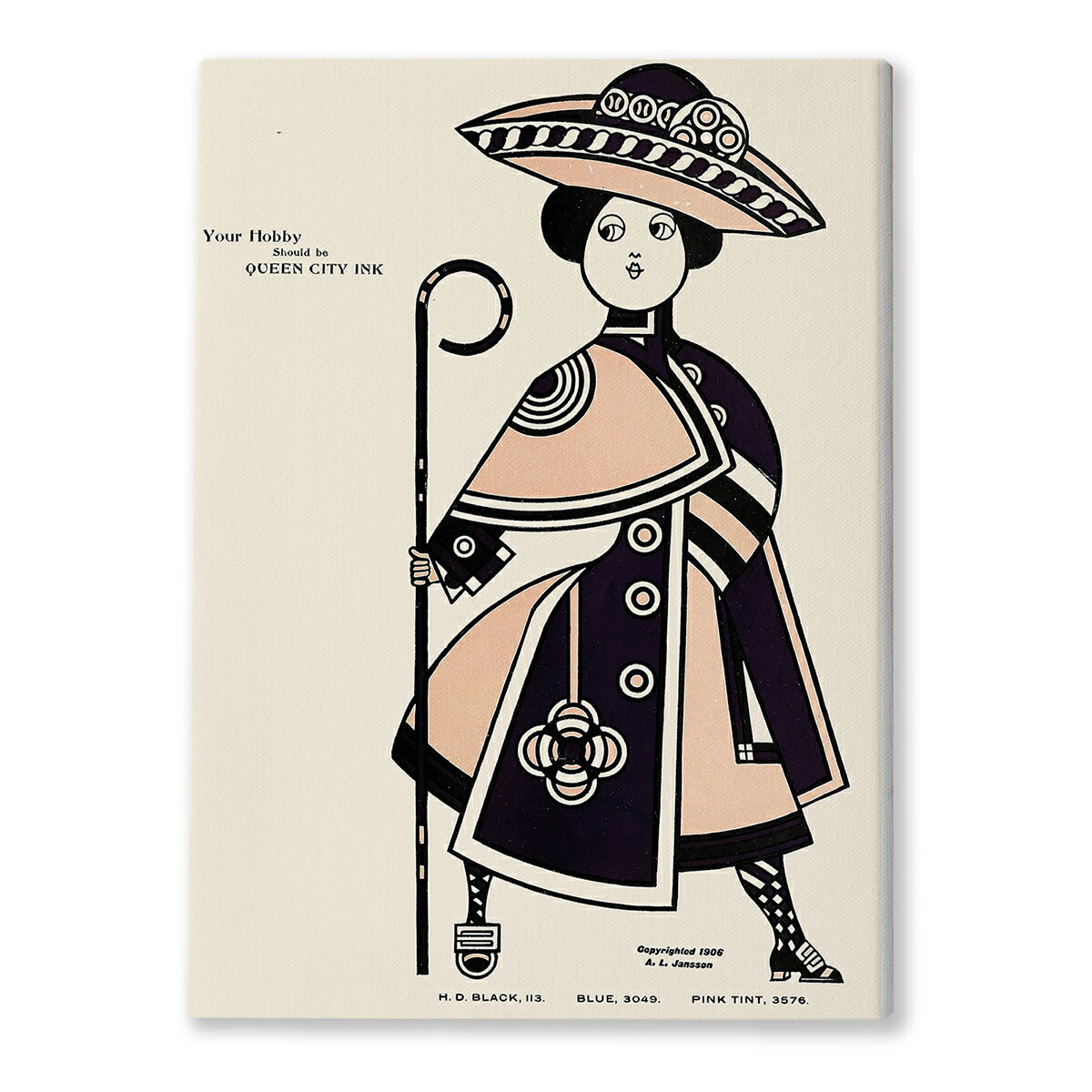 アートインテリアに最適 F4キャンバスアート オーガストゥス・ヤンソン Augustus Jansson ＜ Queen City Ink, Ad. 33 ＞ 絵画 キャンバスアート F4（242×333mm） クラシック モダン アールデコ