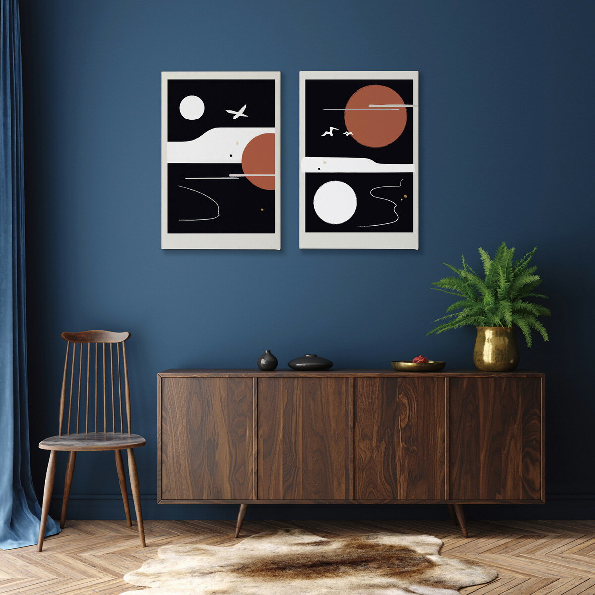 【SALE★期間限定20%OFF】 RN10_2set　キャンバス アート パネル abstract 北欧 絵画 インテリア 30cm×20cm 2枚組 日本製（宵時）