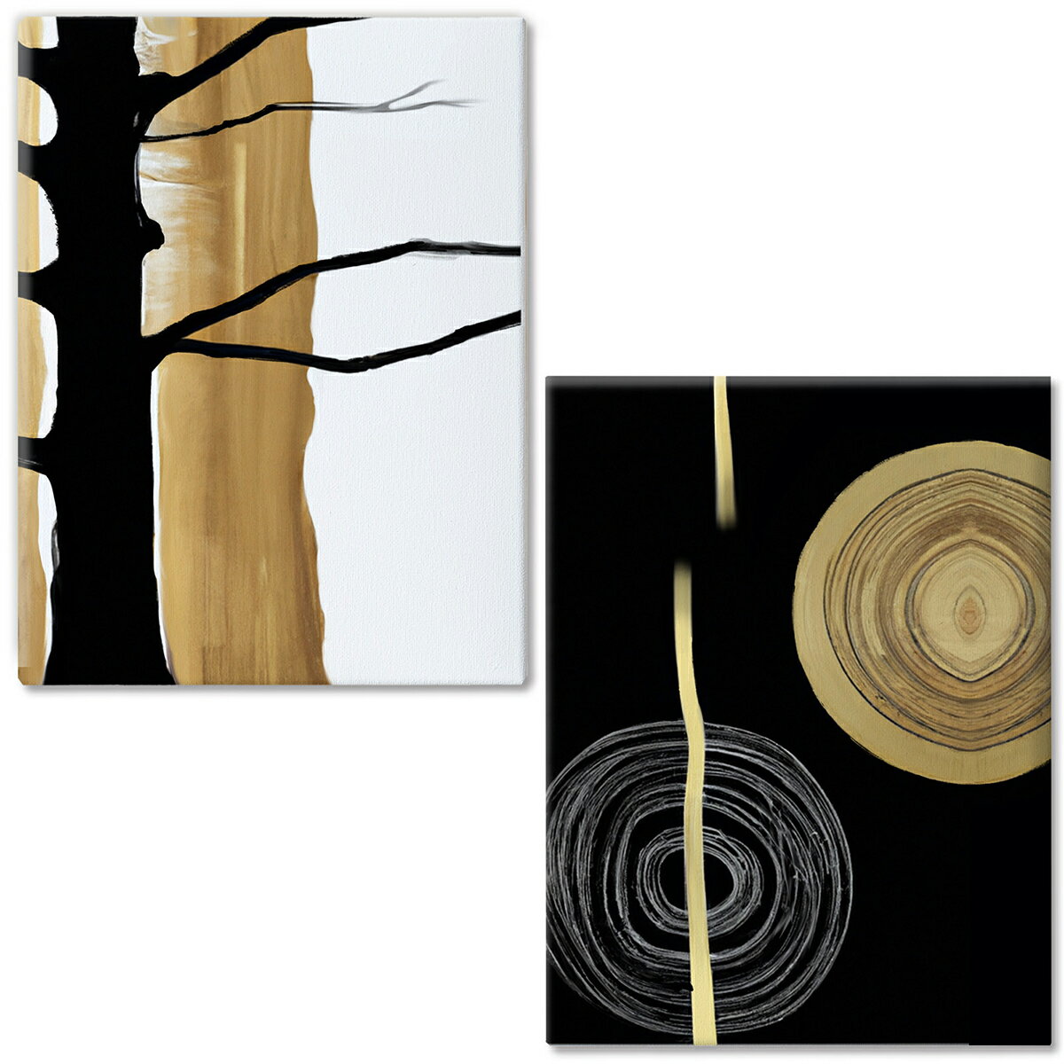 乐天商城 - TW23_2setキャンバス アート パネル abstract 北欧 絵画 インテリア 30cm×40cm 2枚組 日本製（木と年輪）