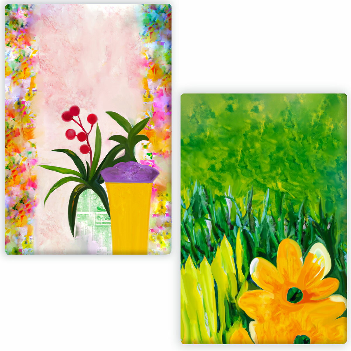 乐天商城 - キャンバス アート パネル ボタニカル 植物 花 自然 絵画 インテリア 30cm×20cm 2枚組 日本製（ブルーム）