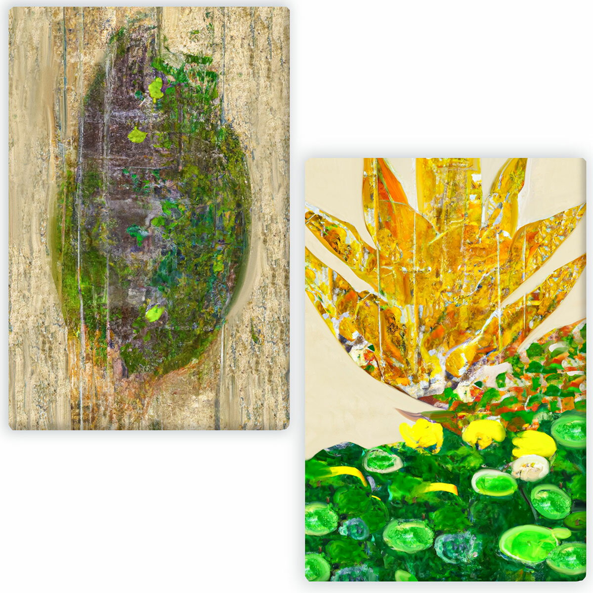 キャンバス アート パネル ボタニカル 植物 花 自然 絵画 インテリア 30cm×20cm 2枚組 日本製（ネガポジ）