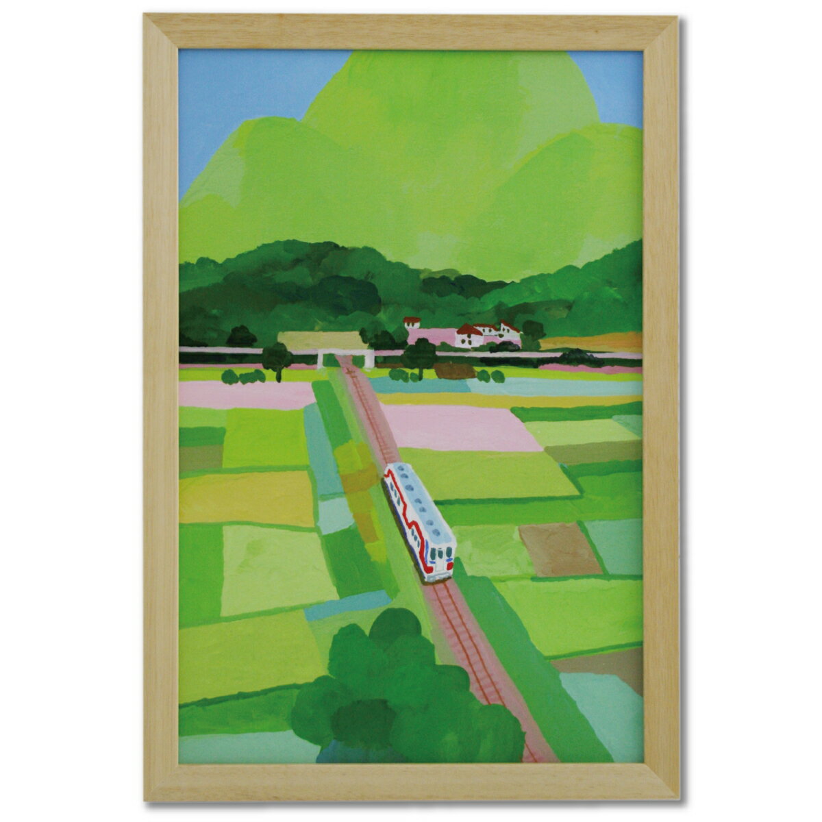 【送料無料】井筒啓之 額入りアートポスター「Big green mountain and rice field」Hiroyuki Izutsu 45×65cm ポスター アートパネル アートフレーム アート インテリア　絵画 額 入り タペストリー 壁掛け インテリアアートパネル フレーム HI03