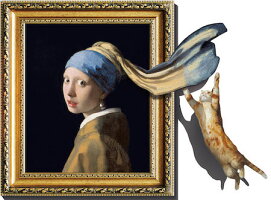 送料無料 貼ってはがせるウォールステッカー 真珠の耳飾の少女 猫足しシリーズ Ws 007 ウォールアート ステッカー ウォールステッカー 送料無料 シール 壁紙 インテリア シール壁紙 ステッカー 賃貸 インテリア 飾り付け 装飾シール 店舗 だまし絵 トリック