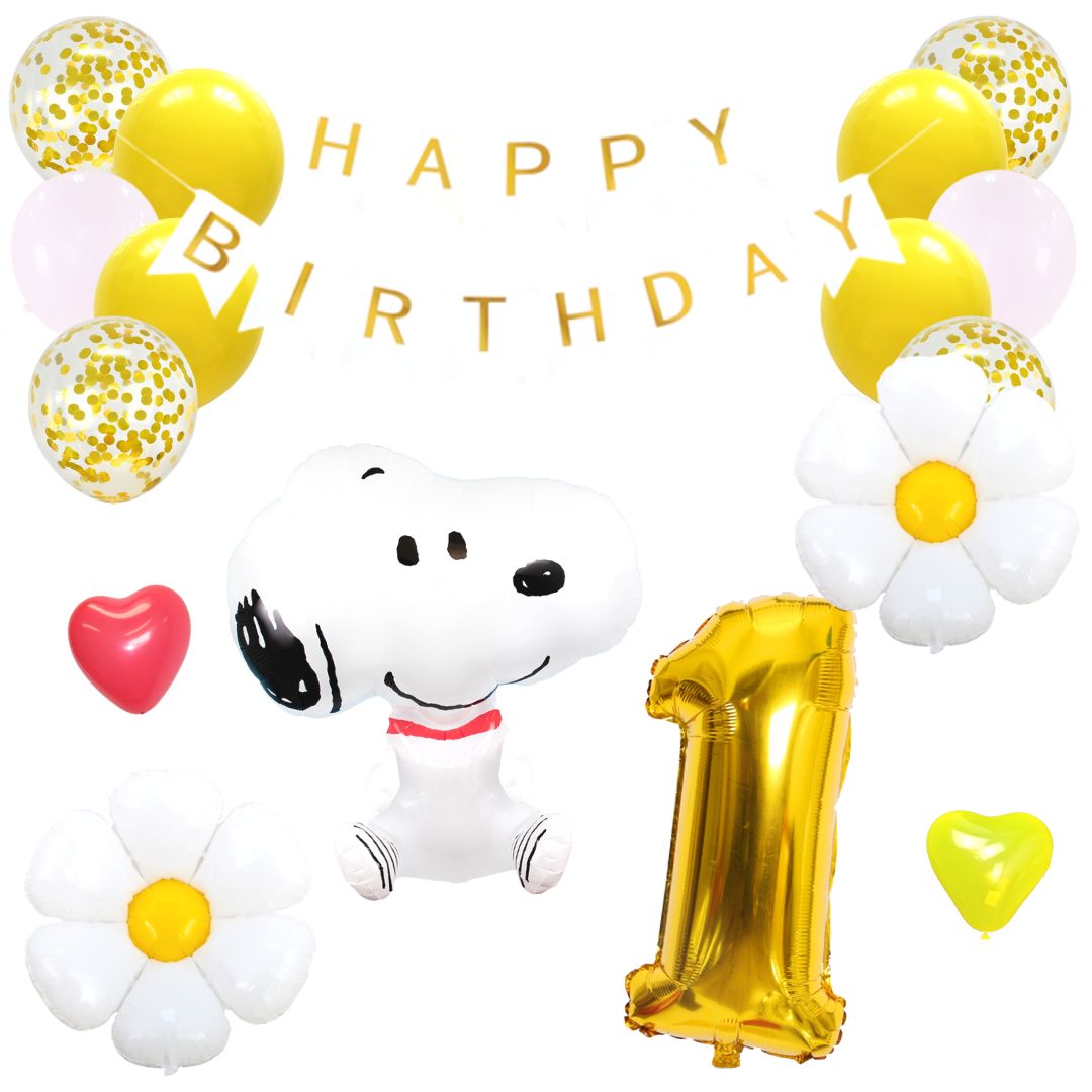 スヌーピー SNOOPY 誕生日 飾り付けセットバルーン 風船 HAPPYBIRTHDAY ガーランド バースデー デコレーション 可愛い ディジー 蜂 黄色 数字 大人 子供 女の子 男の子