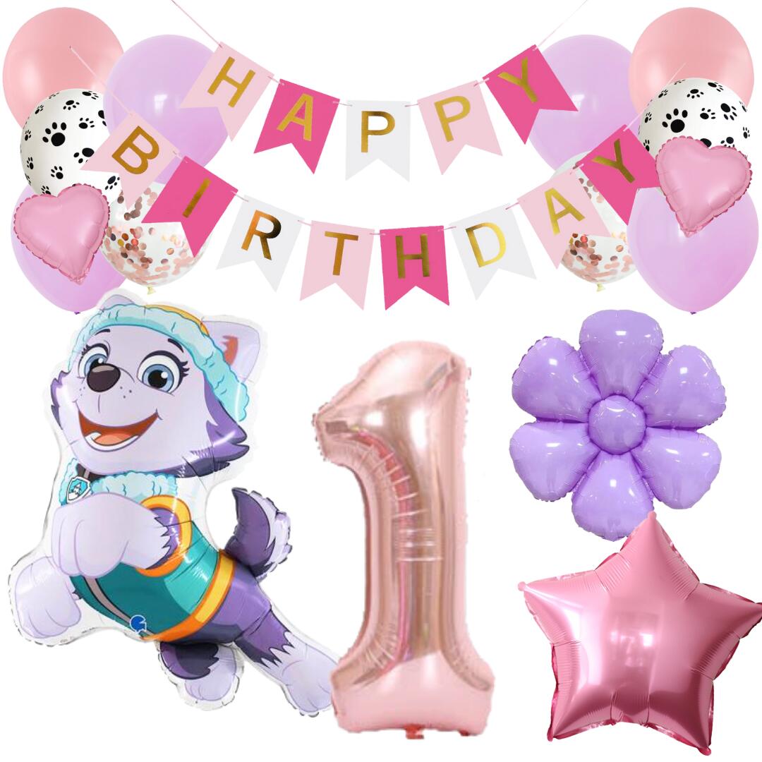 【新作】パウパトロール エベレスト everest 誕生日 飾り付けセット バルーン 風船 HAPPYBIRTHDAY ガーランド バースデー デコレーション 可愛い ディジー ピンク パープル 星 数字 大人 子供 女の子 男の子