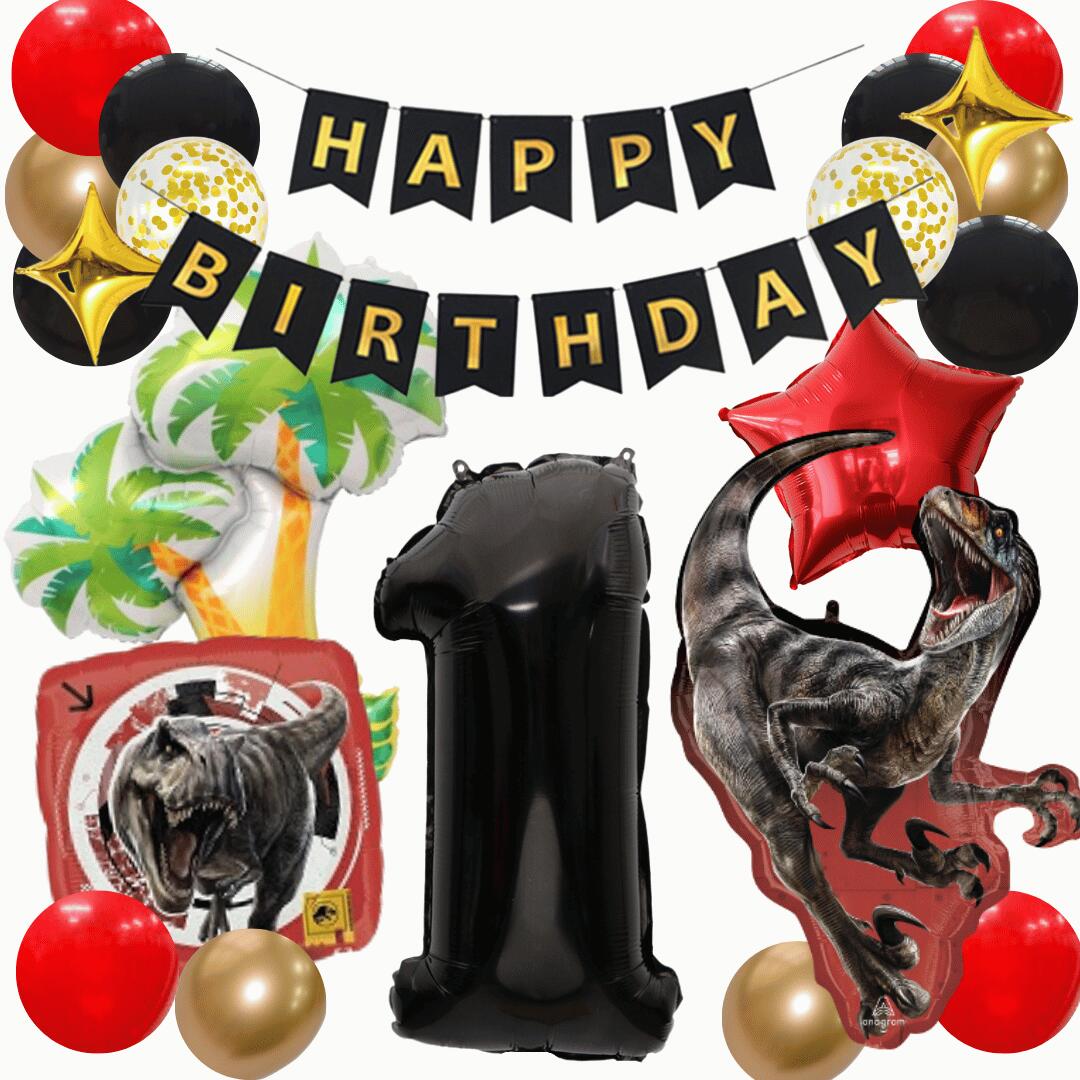 ジュラシック ワールド リバース 誕生日 飾り付けセット 恐竜 ダイナソー バルーン 風船 Jurassic World HAPPYBIRTHDAY 星 ガーランド バースデー デコレーション かっこいい 豪華 緑 ゴールド 数字 大人 子供 女の子 男の子