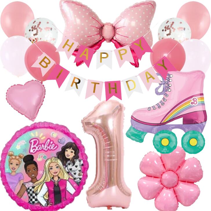 Rakuten - バービー　Barbie 誕生日 飾り付けセットバルーン 風船 HAPPYBIRTHDAY サンリオ ハローリボン ハート デイジー ガーランド バースデー デコレーション 可愛い ハート ピンク 数字 大人 子供 女の子 男の子