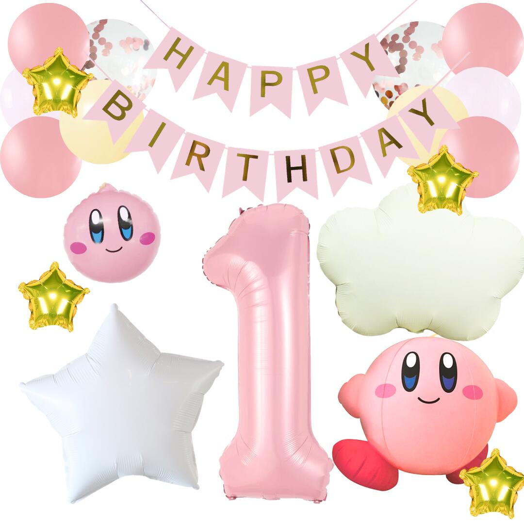 【新作】星のカービィ カービー バルーンセット 風船 ボンボンボール ピンク 雲 ガーランド 誕生日 バースデーフォト 女の子 男の子 飾り付けセット HAPPYBIRTHDAY バースデー デコレーション 可愛い 数字