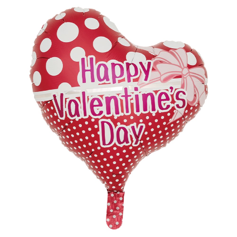 Ibrexバルーン 14インチバレンタインドット&リボン スウィートハート W30cm×H35.5cm 0201213401
