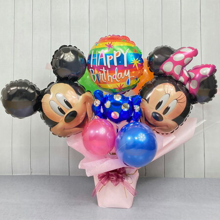 Rakuten - バースデーアレンジミッキー＆ミニー2風船 バルーン 誕生日 パーティー 結婚式 プレゼント 開店祝い 飾りかわいい おしゃれ ふうせん キャラクター バースデー プレゼント ヘリウムガス ギフト ウェディング 誕生日会 記念日 クリスマス 当店オススメ