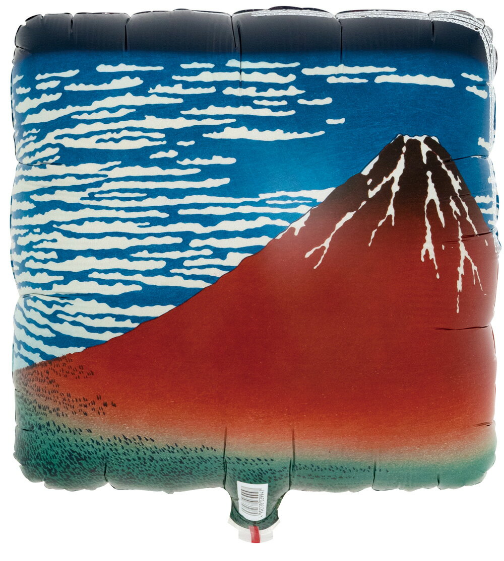 IBスクエア14”葛飾北斎 赤富士 ヘリウムなし 商品サイズ：W36cm H36cm(膨らまし前）W26.5cm H26.5cm（膨らまし後） ヘリウムガス容量8.7リットル両面同柄です。※こちらの商品はヘリウムガスは別売りです。