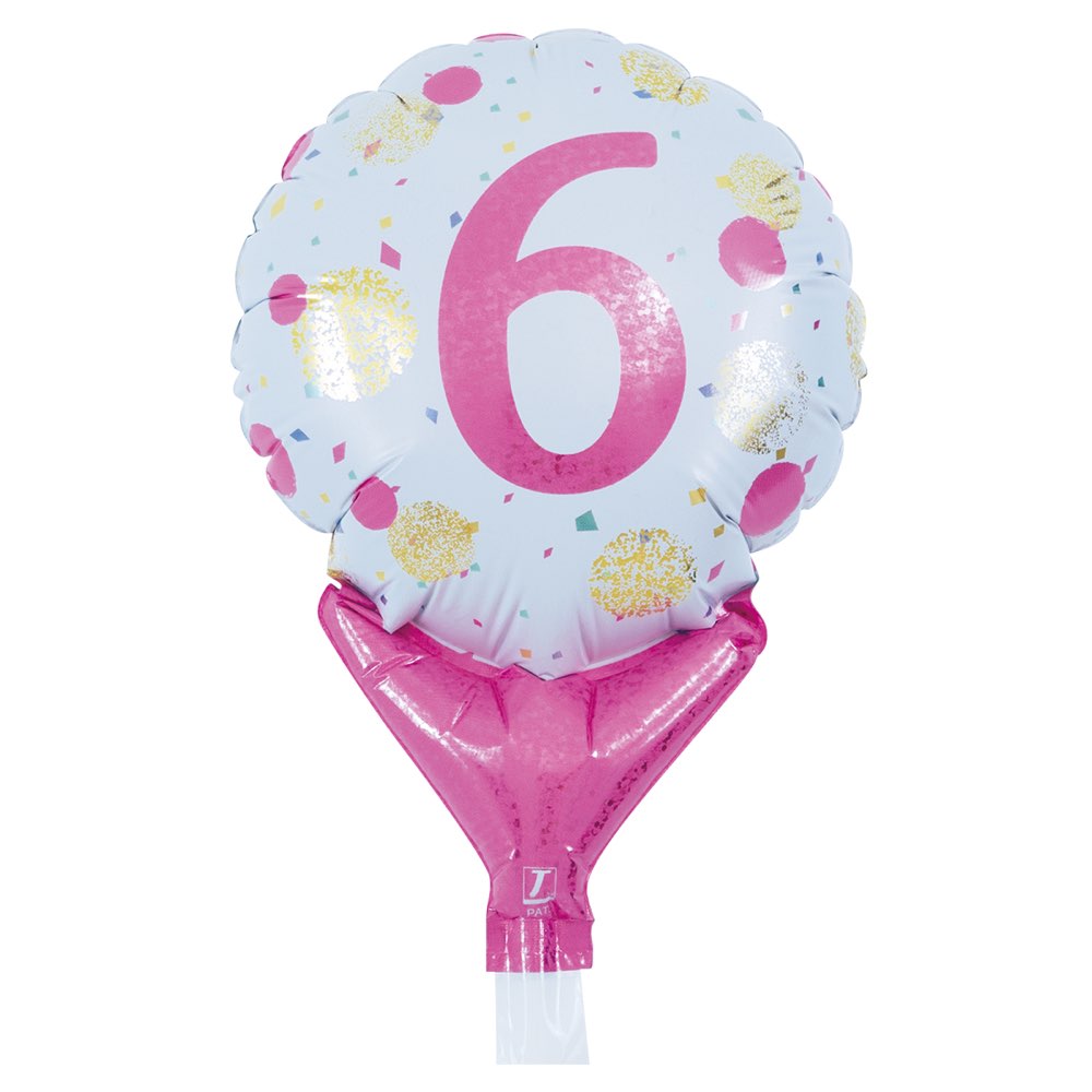 Balloon - バースデー 誕生日 ギフト 飾り付け アップライト ゴールド＆ピンクドットNO.6 丸 膨らまし後約W10cm×H14cm 逆止弁付 0201811506 1セット(10枚)