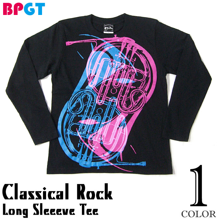 Classical Rock ロングスリーブTシャツ (ブラック) sp069lt -F- 長袖 黒系 ロンTee ロックバンドTシャツ グラフィックデザイン カットソー かっこいい アメカジ カジュアル メンズ レディース ユニセックス 大きいサイズ 綿100% 春秋冬服コーデ