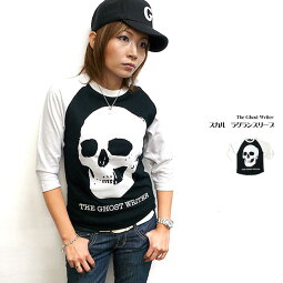 スカルラグランスリーブTシャツ【TheGhostWriter-ザゴーストライター】tgw013rg-A-パンクTROCKドクロT髑髏Tラグラン7分袖カットソーメンズレディースユニセックス