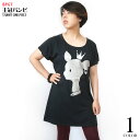 王冠バンビ Tシャツワンピース - sp001opt -F- 半袖 ばんび 子鹿 bambi キャラ ロゴTee バックプリント カジュアルコーデ 可愛い かわいい レディース ガールズ ブラック 黒色 Mサイズ オリジナルブランド Tシャツ屋さんバンビ【RCP】